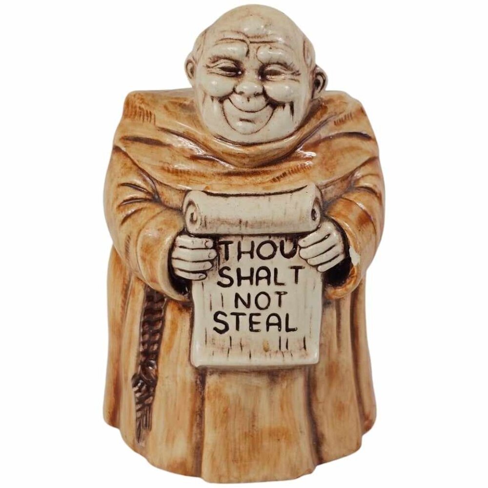 Treasure Craft Vintage Friar Ceramic Coin Bank THOU SHALT NOT STEAL